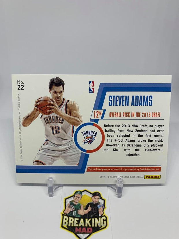 #S6 - 14-15 Steven Adams Panini Prestige #04/25 Bonus Shots Game Worn Patch #22